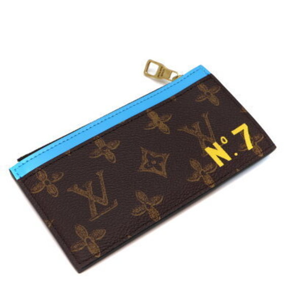 Louis Vuitton Coin Card Holder Monogram Blue Brown - Picture 1 of 6